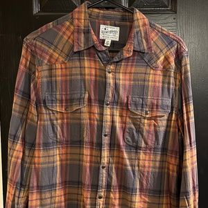 Lucky Brand Stretch Plaid Western Long Sleeve Shirt. Size S.